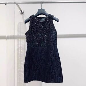 Authentic Saint Laurent Black Textured Sleeveless Dress